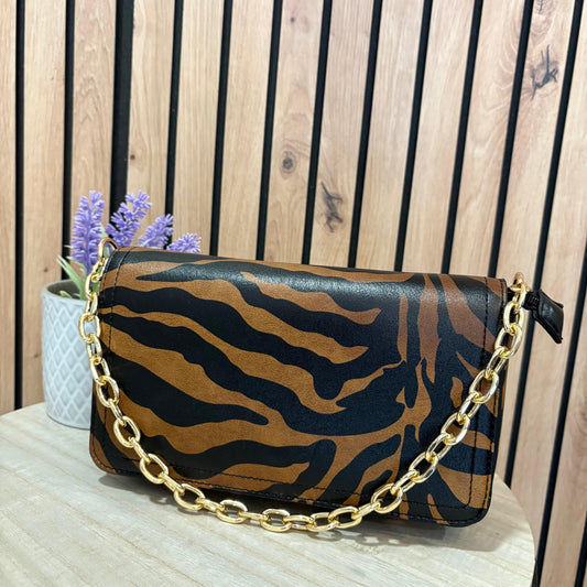 Bolso Estampado Cebra Marrón