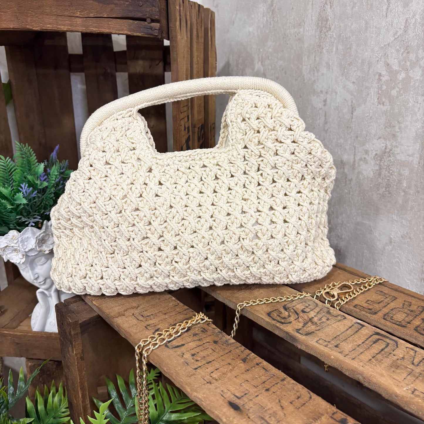 Bolso Crochet Beige