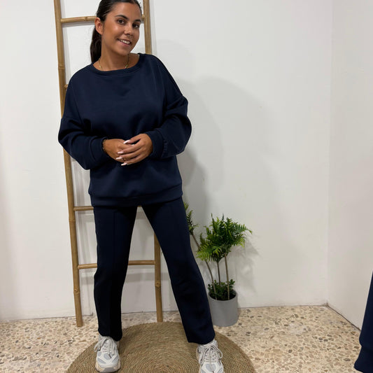 Sudadera de Algodón con Cuello Redondo