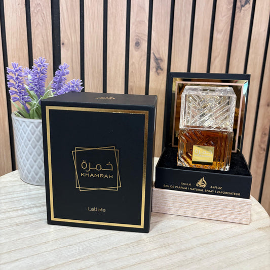 Khamrah de Lattafa – Eau de Parfum Unisex 100 ml | Especiado Gourmand Árabe Original