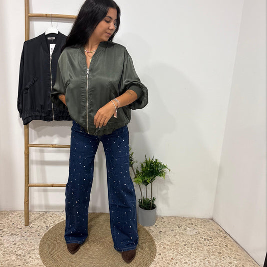 Pantalón Vaquero Curve con Detalle de Brillitos