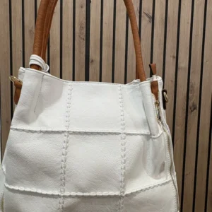 Bolso blanco piel, costuras