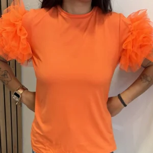 camiseta volante naranja