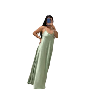 Vestido largo raso