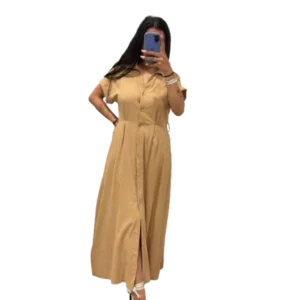 Vestido lino botón